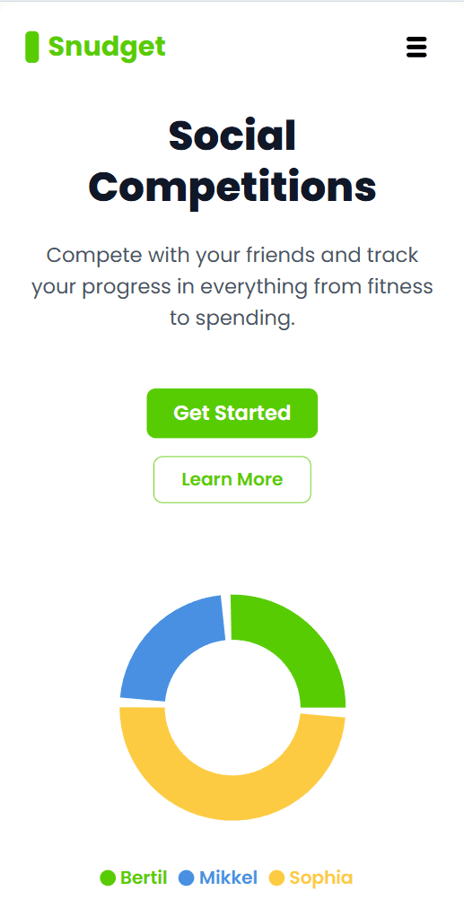 Snudget landing page