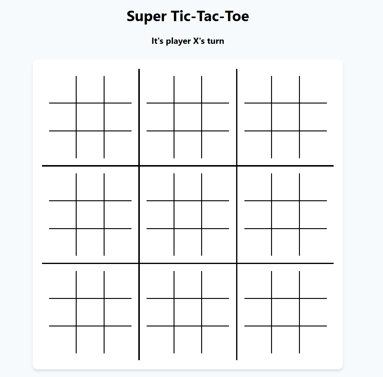 Super Tic-Tac-Toe Game page